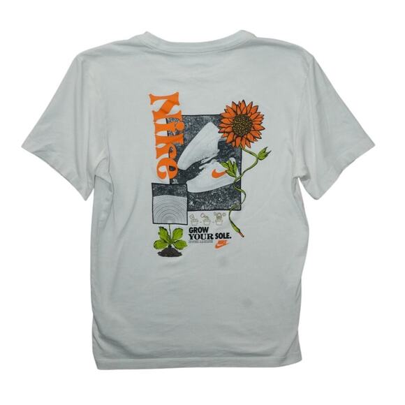 Nike “Grow Your Sole” Graphic T-Shirt Size Small White Nature Floral Air Force 1 - Picture 4 of 4